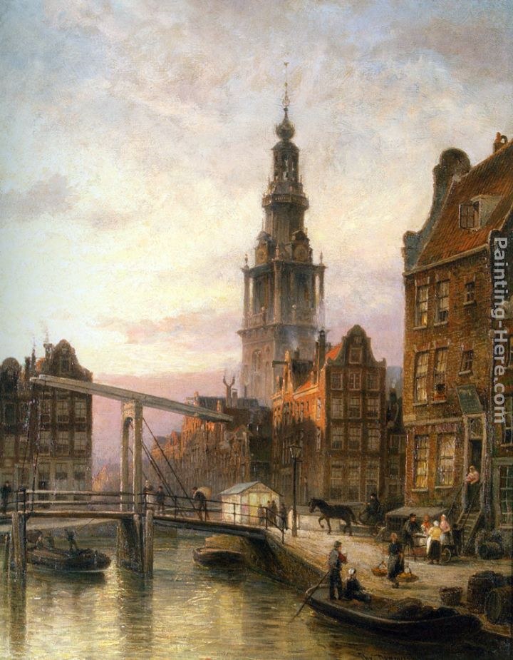 Cornelis Christiaan Dommelshuizen The Zuider Kerk at Dusk, Amsterdam